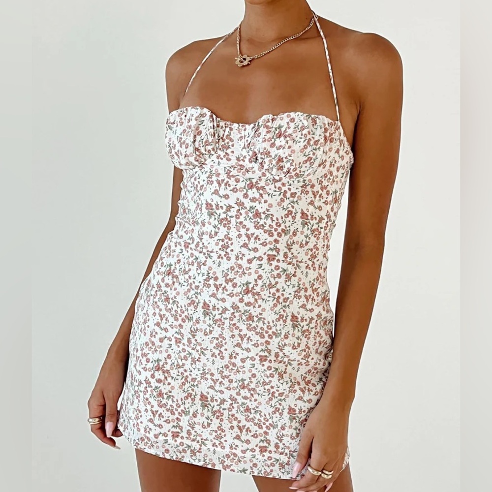 Princess Polly Halter Mini Dress Floral Size 8
